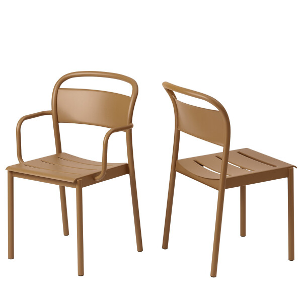 Muuto Linear steel armchair side chair burnt orange image