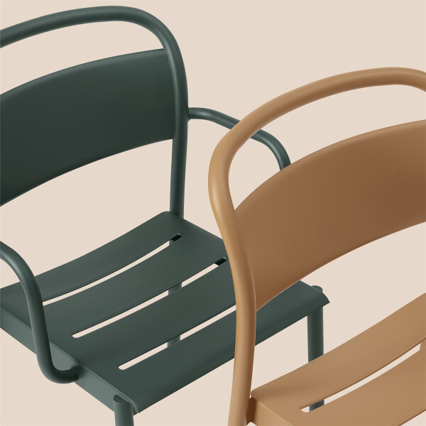 Muuto Linear steel armchair side chair dark green burnt orange detail kuva