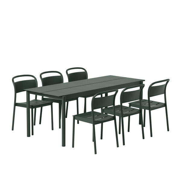Muuto Linear steel table 200 side chairs dark green image