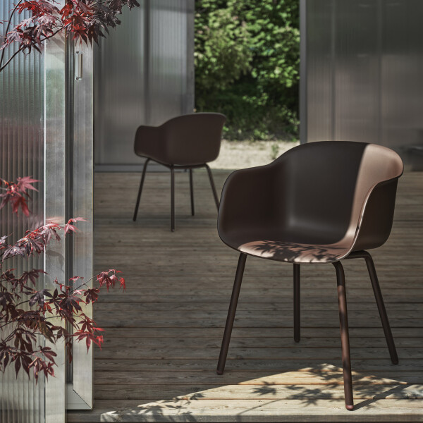 Muuto Fiber outdoor armchair brown red interior image