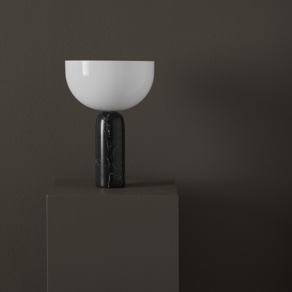New Works Kizu Table Lamp Small Black Marble w. White Acrylic image