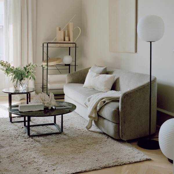 New Works Terra 2020 Florence Coffee Table Florence Side Table Florence Shelf Medium Covent Sofa Narrow 3 Seater Lantern Floor Lamp kuva