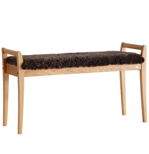 Oscarssons Möbel MEJA penkki, öljytty tammi/ruskea lampaantalja kuva