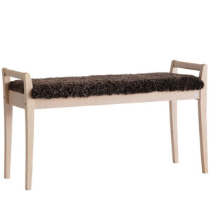 Oscarssons Möbel MEJA penkki, valkoöljytty tammi/ruskea lampaantalja kuva