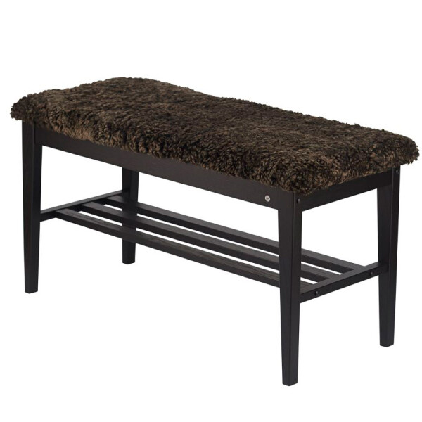 Oscarssons Mobel Nadja bench black sheepskin brown kuva