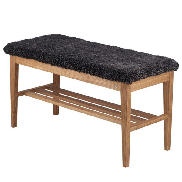 Oscarssons Mobel Nadja bench lacquered sheepskin dark grey kuva