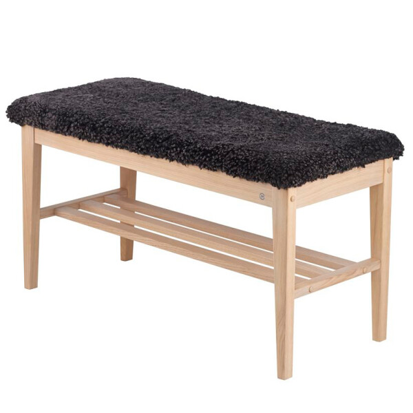 Oscarssons Mobel Nadja bench white oil sheepskin dark grey kuva