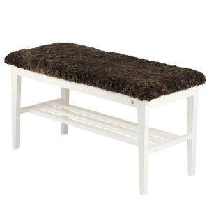 Oscarssons Möbel NADJA bänk, vit/brunt fårskinn image