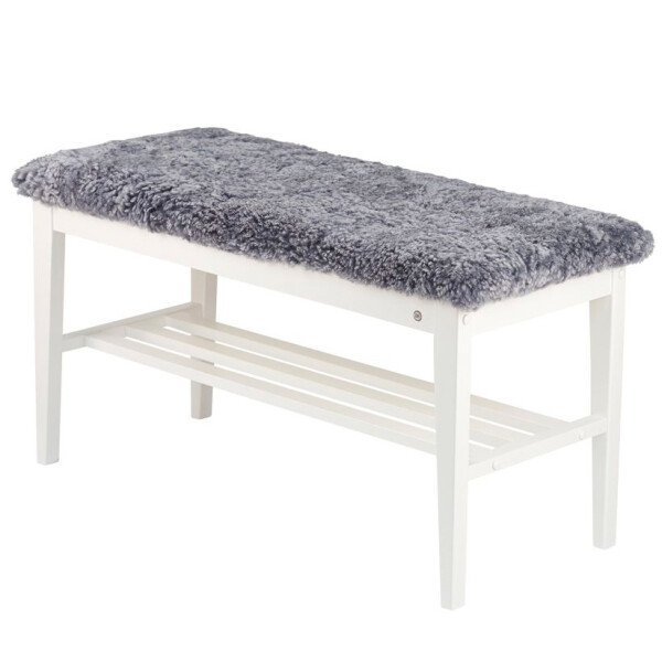 Oscarssons Mobel Nadja bench white sheepskin light grey kuva