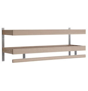 Oscarssons Möbel NADJA hattuhylly 2 tasoa 80/100 cm, valkoöljytty tammi kuva