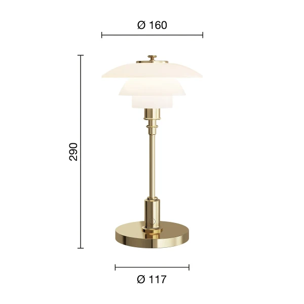 PH 1 1 Portable Lamp Brass EU Measurement image