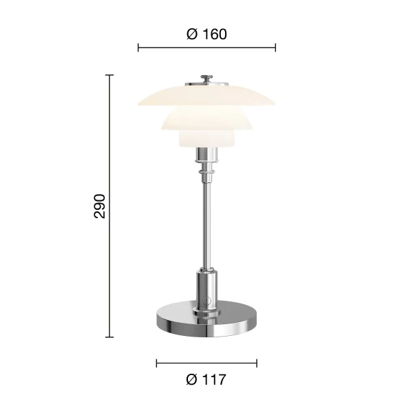 PH 1 1 Portable Lamp Chrome EU Measurement kuva