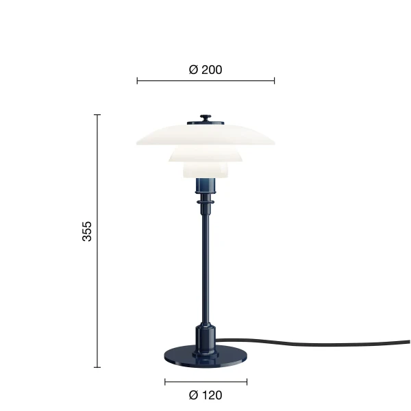 PH 2 1 Table Lamp EU Deep Blue Measurement kuva