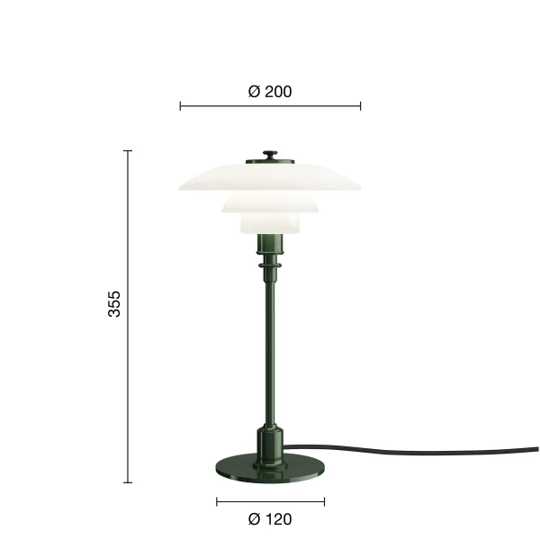 PH 2 1 Table Lamp EU Deep Green Measurement kuva