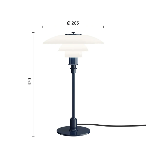 PH 3 2 Table Lamp EU Deep Blue Measurement kuva