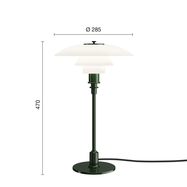 PH 3 2 Table Lamp EU Deep Green Measurement kuva
