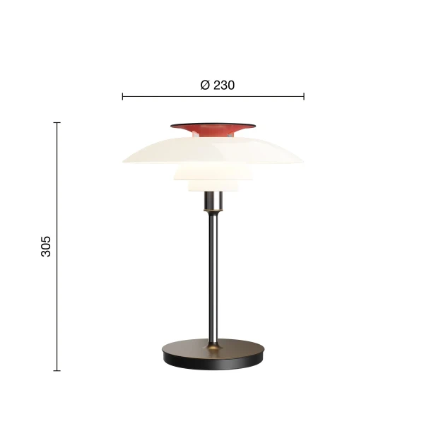 PH 80 Portable Lamp EU Chrome ON Measurement kuva
