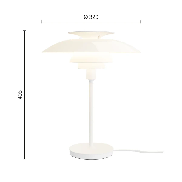 PH 80 Table Lamp EU White ON Measurement kuva