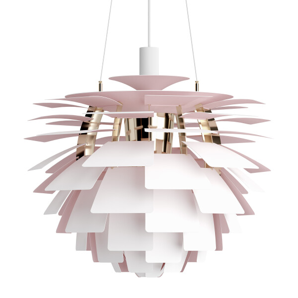 PH Artichoke 600 Pendant White Pale Rose Brass off image