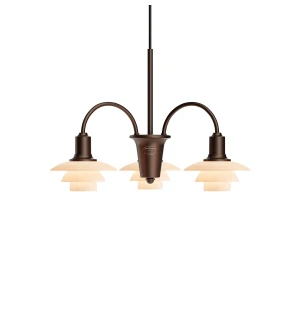 Louis Poulsen PH 1/1 Centenary Edition 3-armad takkrona, aged brass/dusty terracotta image