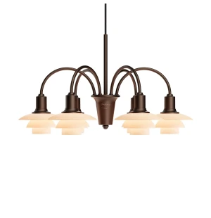 Louis Poulsen PH 1/1 Centenary Edition 6-armad takkrona, aged brass/dusty terracotta image