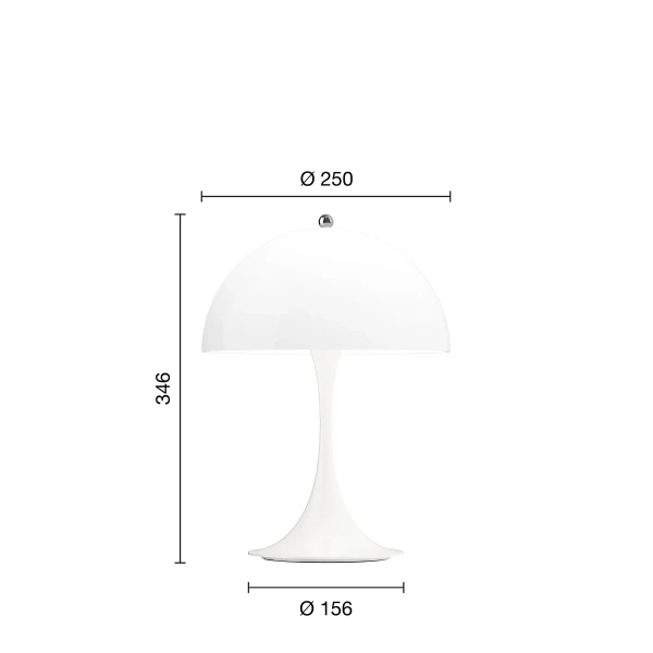 Panthella 250 Portable Lamp EU Opal White Measurement kuva