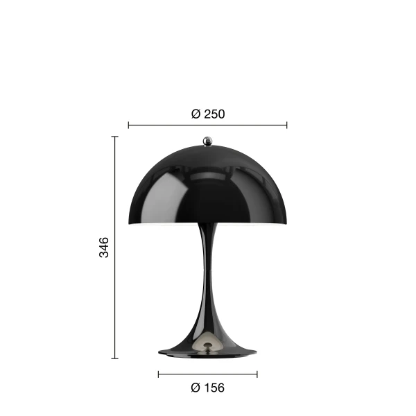 Panthella 250 Portable Lamp EU Opaque Black Measurement image
