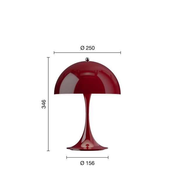 Panthella 250 Portable Lamp EU Opaque Burgundy Measurement image