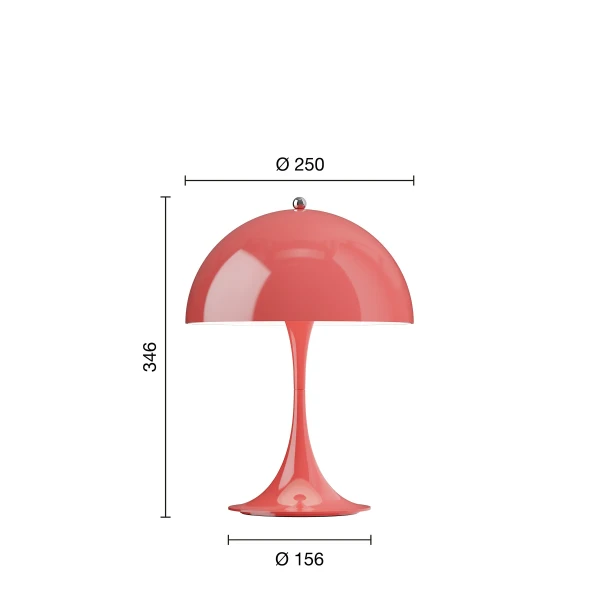 Panthella 250 Portable Lamp EU Opaque Coral Measurement kuva