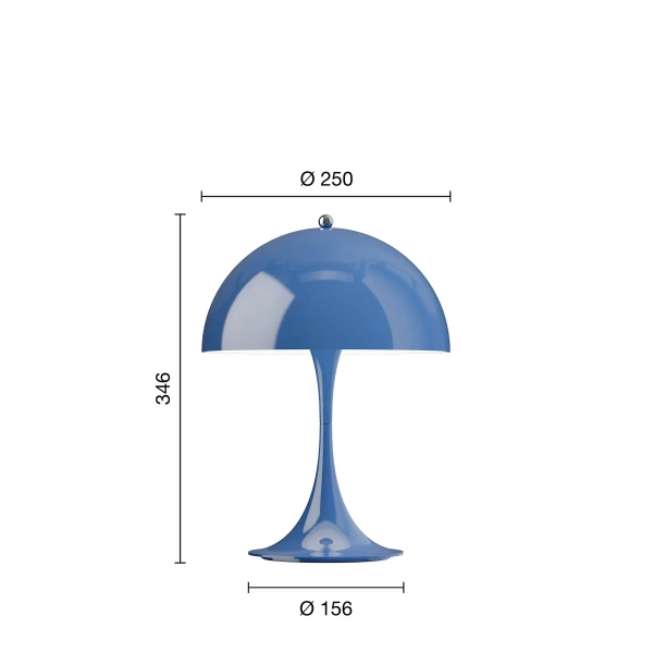 Panthella 250 Portable Lamp EU Opaque Indigo Blue Measurement kuva