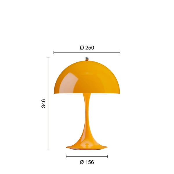 Panthella 250 Portable Lamp EU Opaque Orange Measurement kuva