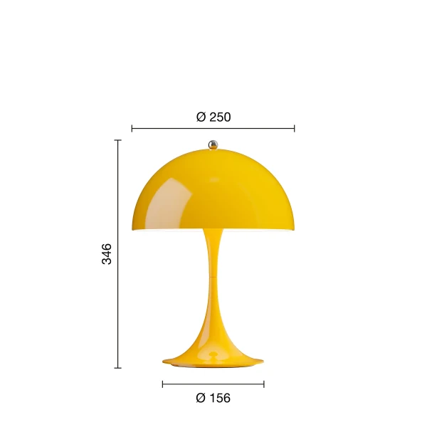 Panthella 250 Portable Lamp EU Opaque Yellow Measurement image
