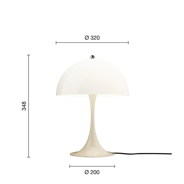 Panthella 320 Table Lamp EU Opal Beige Measurement kuva