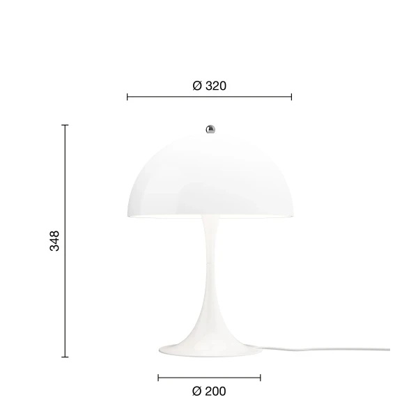 Panthella 320 Table Lamp EU Opal White Measurement kuva