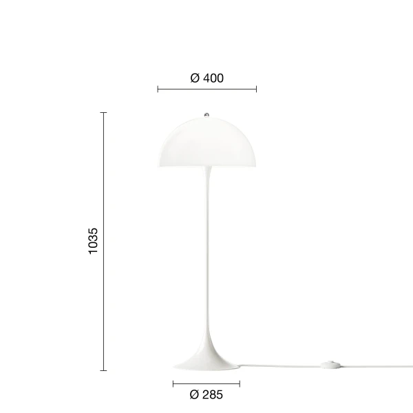 Panthella Floor Lamp 400 Opal White EU Measurement kuva
