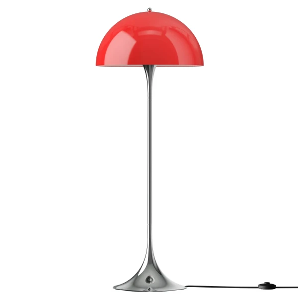Panthella Originals Floor Lamp 500 Opal Red Chrome OFF kuva