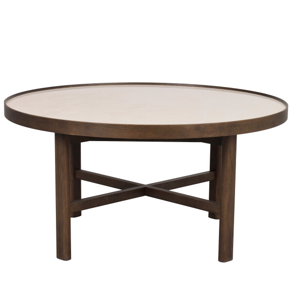 Rowico 121096 a Marsden coffee table 90x90 beige ceramics brown oak kuva