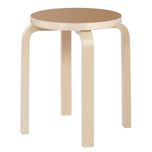 Stool E60 legs birch walnut linoleum kuva