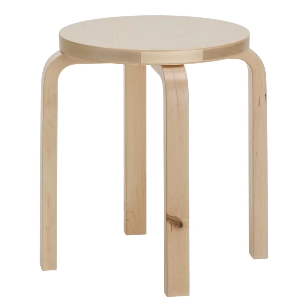 Stool E60 legs wild birch natural lacquered top birch veneer image