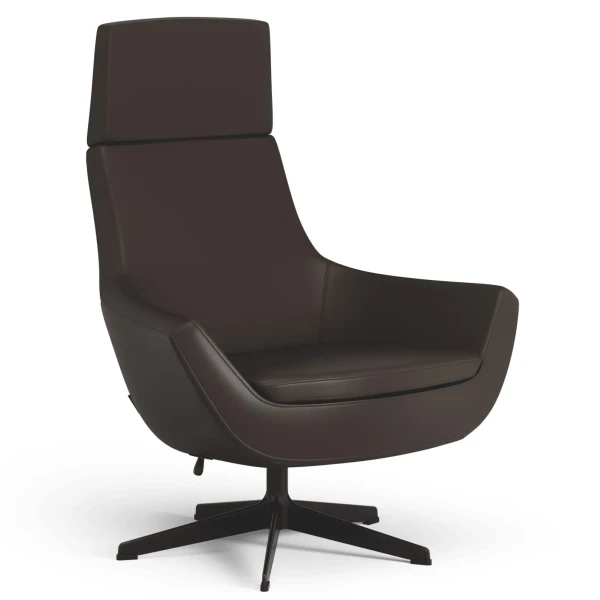 Swedese Happy swing swiwel chair high back Leather Elmo Soft 93129 Warm dark brown kuva