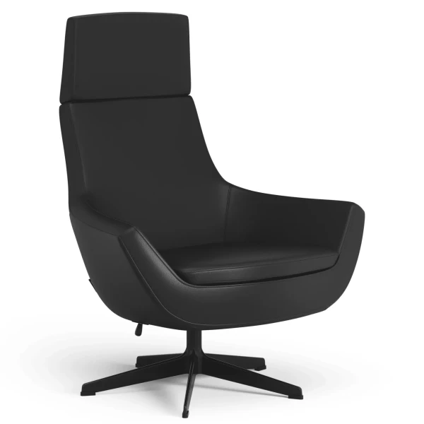 Swedese Happy swing swiwel chair high back Leather Elmo Soft 99999 Black image