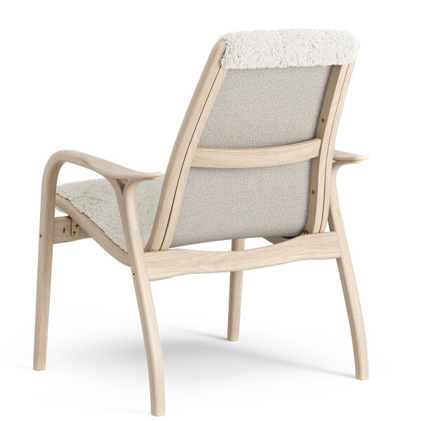 Swedese Laminett easy chair White oak Off white Sheepskin back image