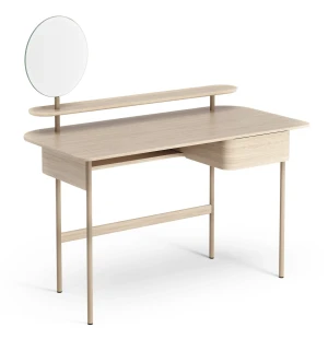 Swedese LUNA työpöytä laatikolla, hyllyllä ja peilillä, valkopigmentoitu kuva