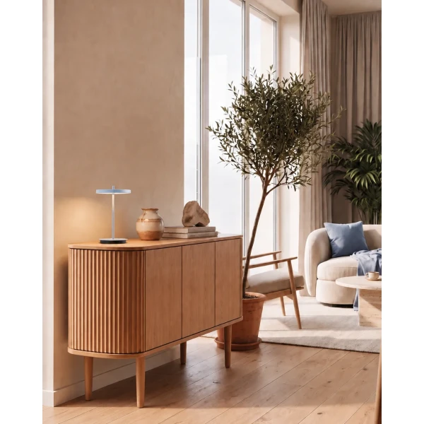 UMAGE Lifestyles Treasures 3 Door Fluted Oak Asteria Move Monochrome Pale Blue kuva