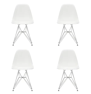 Vitra EAMES DSR tuoli 4 kpl, valkoinen/kromi kuva