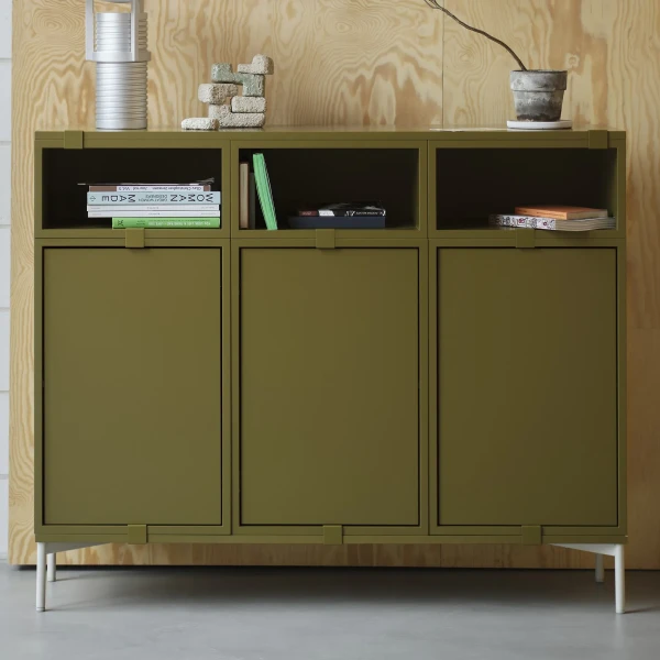 stacked sideboard 3 brown green set table lamp muuto org image