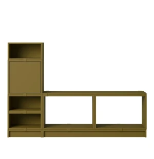 Muuto STACKED STORAGE SYSTEM hallförvaring, config. 1, brown green image
