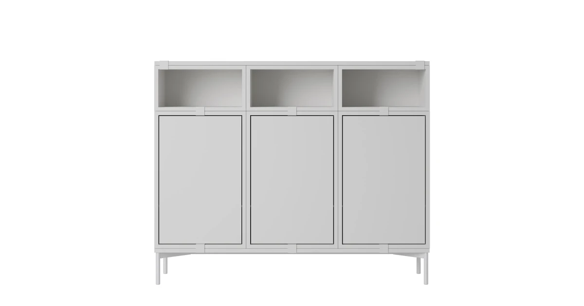 Muuto STACKED STORAGE SYSTEM senkki, config. 3, harmaa » Wilma Interiör